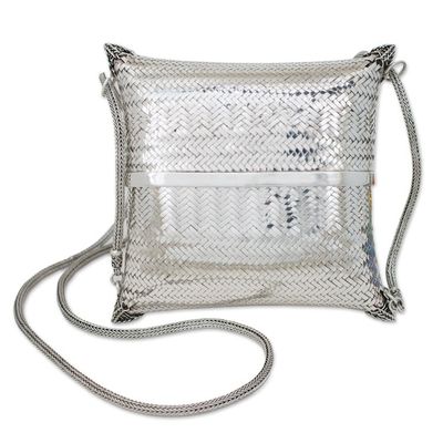 Alternate image for Silver Plated Petite Woven Shoulder Bag Thai Weavings