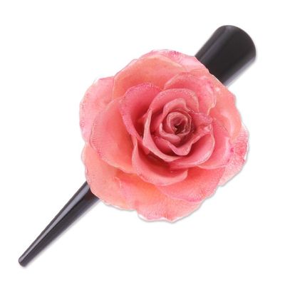 Alternate image for Natural Pink Sweetheart Rose Hair Clip from Thailand Pink Sweetheart