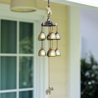 Alternate image for Elephant Themed Wind Chime Made in Thailand Sage Elephant