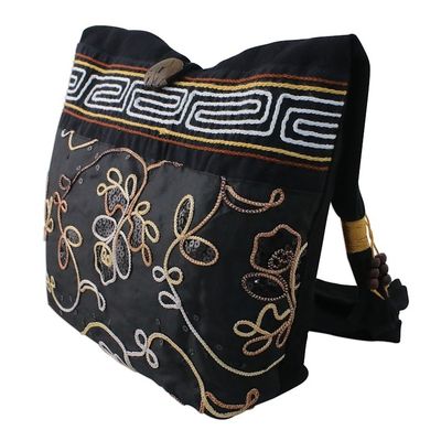 Alternate image for Floral Cotton Shoulder Bag from Thailand Floral Nighttime
