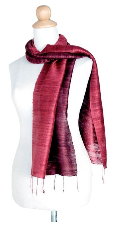 Alternate image for Handcrafted Silk Scarf Roses and Red Wine