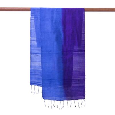 Alternate image for Hand Woven Silk Scarf in Purple and Blue from Thailand Spring Shimmer