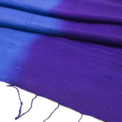 Alternate image for Hand Woven Silk Scarf in Purple and Blue from Thailand Spring Shimmer