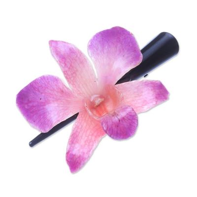 Alternate image for Natural Pale Fuchsia Thai Orchid Hair Clip Pale Fuchsia Orchid Love