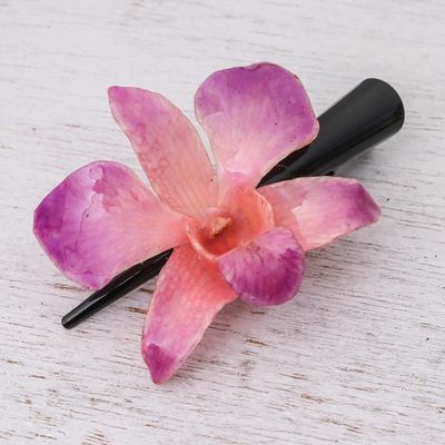 Alternate image for Natural Pale Fuchsia Thai Orchid Hair Clip Pale Fuchsia Orchid Love