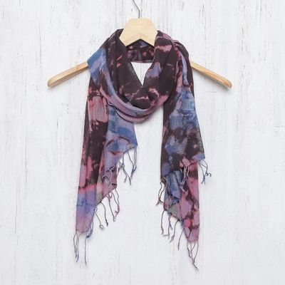 Alternate image for Tie-Dyed Multicolored Cotton Wrap Scarf from Thailand Artistic Colors