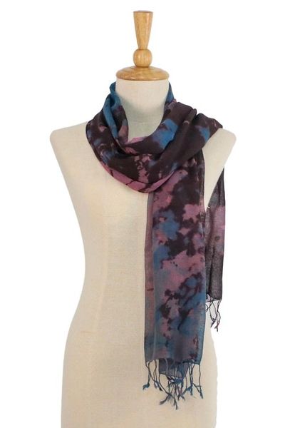 Alternate image for Tie-Dyed Multicolored Cotton Wrap Scarf from Thailand Artistic Colors