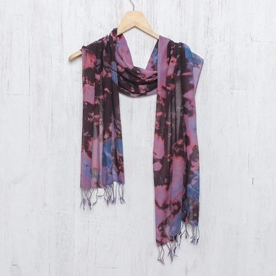 Alternate image for Tie-Dyed Multicolored Cotton Wrap Scarf from Thailand Artistic Colors