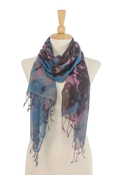 Alternate image for Tie-Dyed Multicolored Cotton Wrap Scarf from Thailand Artistic Colors