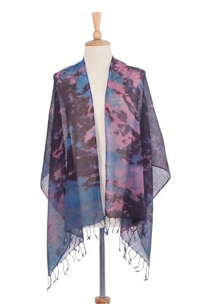 Alternate image for Tie-Dyed Multicolored Cotton Wrap Scarf from Thailand Artistic Colors