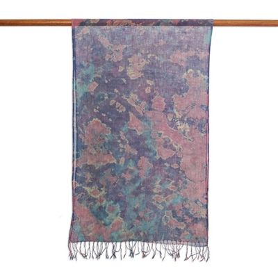 Alternate image for Tied-Dyed Cotton Wrap Scarf in Pink and Purple from Thailand Fantastic Colors