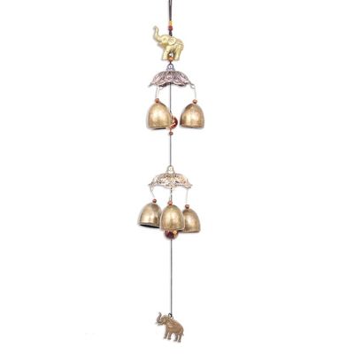 Alternate image for Elephant Themed Wind Chime Made from Aluminum and Brass Wisdom Bells