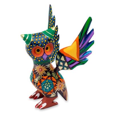 Alternate image for Colorful Handcrafted Wood Statuette My Owl Protector