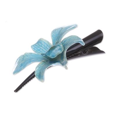 Alternate image for Natural Blue Thai Orchid Hair Clip Blue Orchid Love