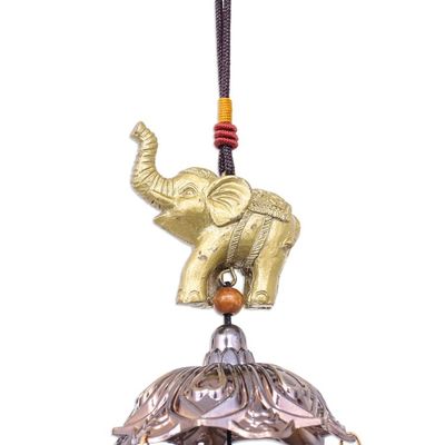 Alternate image for Elephant Themed Wind Chime Made from Aluminum and Brass Wisdom Bells