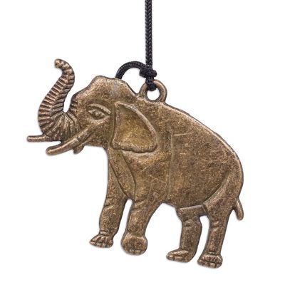 Alternate image for Elephant Themed Wind Chime Made from Aluminum and Brass Wisdom Bells
