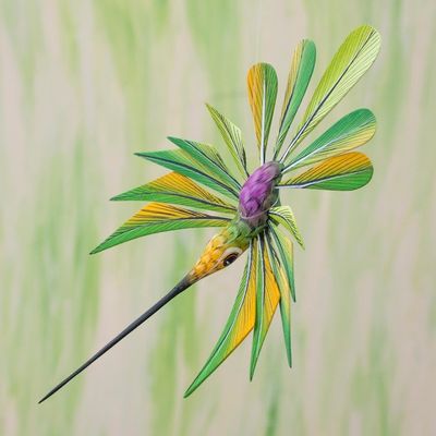 Alternate image for Green Hummingbird Alebrije Sculpture Crafted by Hand Green Hummingbird