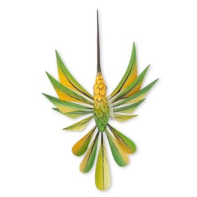 Alternate image for Green Hummingbird Alebrije Sculpture Crafted by Hand Green Hummingbird