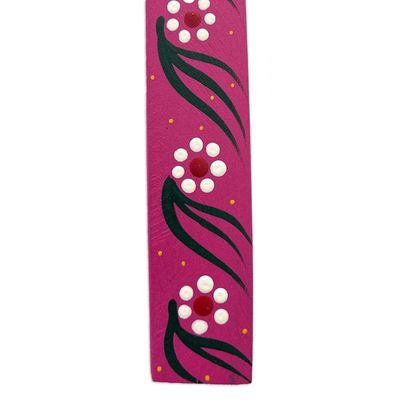 Alternate image for Handmade Floral Bird-Themed Copal Wood Bookmark from Mexico Reading Hummingbird