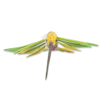 Alternate image for Green Hummingbird Alebrije Sculpture Crafted by Hand Green Hummingbird