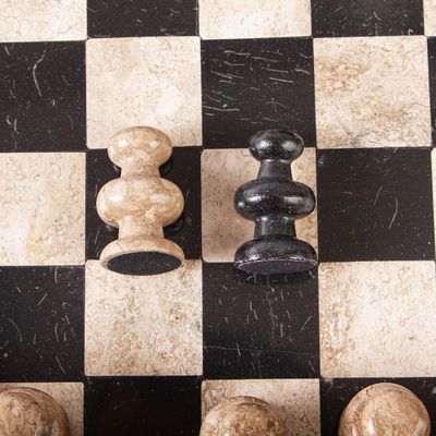 Alternate image for Brown and Black Marble Chess Set from Mexico Cafe Battle