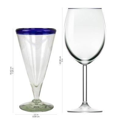 Alternate image for Artisan Crafted Recycled Handblown Blue Rim Beer Glasses Bohemia