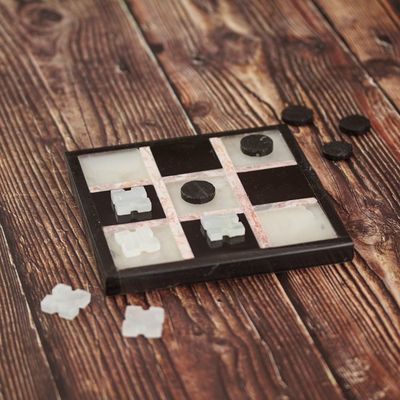 Alternate image for Marble Tic Tac Toe Board Game from Mexico Rose on Black