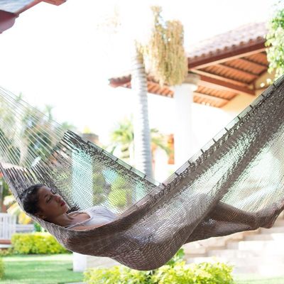Alternate image for Solid Grey Hand Woven Cotton Maya Hammock Single Ashen Beach
