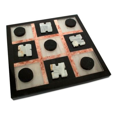 Alternate image for Marble Tic Tac Toe Board Game from Mexico Rose on Black