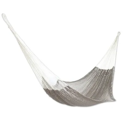 Alternate image for Solid Grey Hand Woven Cotton Maya Hammock Single Ashen Beach
