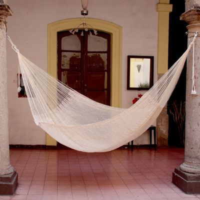 Alternate image for Handcrafted Cotton Solid Rope Hammock Double Natural Comfort