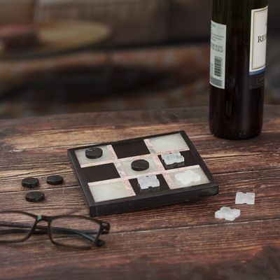 Alternate image for Marble Tic Tac Toe Board Game from Mexico Rose on Black