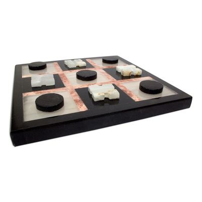 Alternate image for Marble Tic Tac Toe Board Game from Mexico Rose on Black