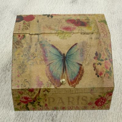Alternate image for Floral Decoupage Box with Butterflies and Hidden Drawer Butterfly Enchantment