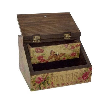 Alternate image for Floral Decoupage Box with Butterflies and Hidden Drawer Butterfly Enchantment
