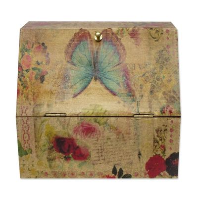 Alternate image for Floral Decoupage Box with Butterflies and Hidden Drawer Butterfly Enchantment