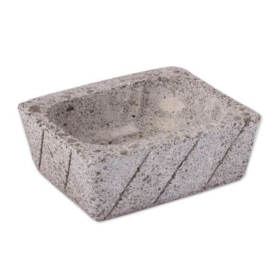 Alternate image for Striped Rectangular Reclaimed Stone Flower Pot from Mexico Striped Gardener