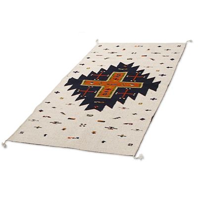 Alternate image for Geometric Patterned 100 Wool Area Rug in Earth Tones 3x5 Serene Landscape