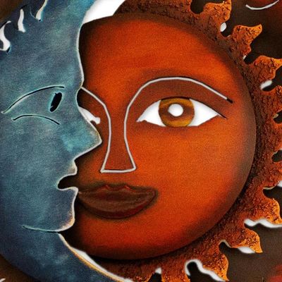 Alternate image for Handcrafted Sun and Moon Steel Wall Sconce from Mexico Eclipse Over Jalisco