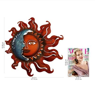 Alternate image for Handcrafted Sun and Moon Steel Wall Sconce from Mexico Eclipse Over Jalisco