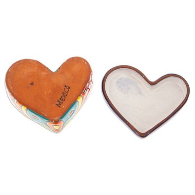 Alternate image for Heart-Shaped Floral Talavera Ceramic Decorative Box Classic Romance
