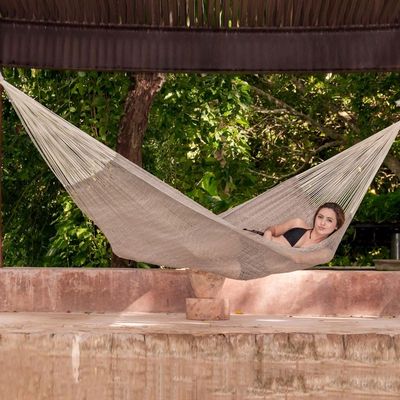 Alternate image for Mexican Hand Woven Grey Cotton Maya Hammock Double Maya Mist