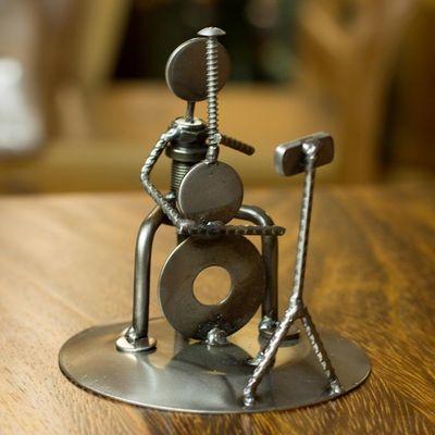 Alternate image for Recycled Car Part Cellist Sculpture Rustic Cellist