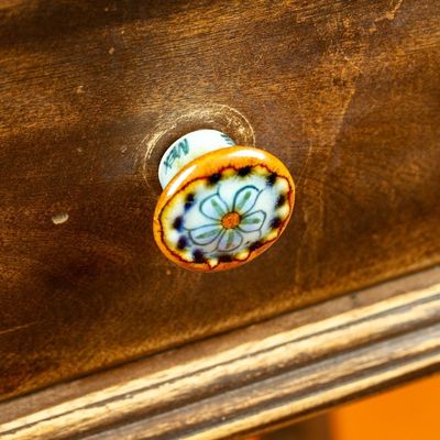 Alternate image for Set of 4 Handcrafted Ceramic Flower Knobs from Mexico Handy Garden