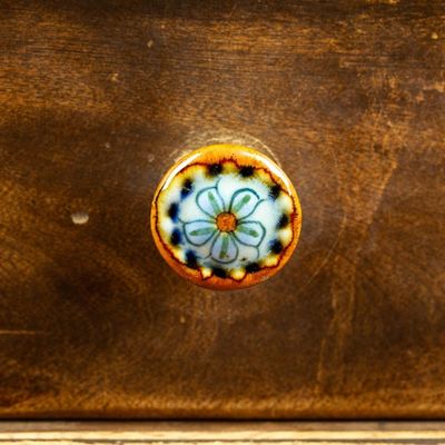 Alternate image for Set of 4 Handcrafted Ceramic Flower Knobs from Mexico Handy Garden