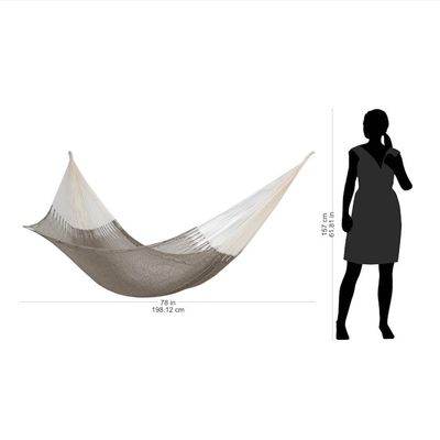 Alternate image for Mexican Hand Woven Grey Cotton Maya Hammock Double Maya Mist