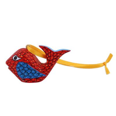 Alternate image for Painted Wood Alebrije Whale Ornaments Set of 5 from Mexico Sweet Whales