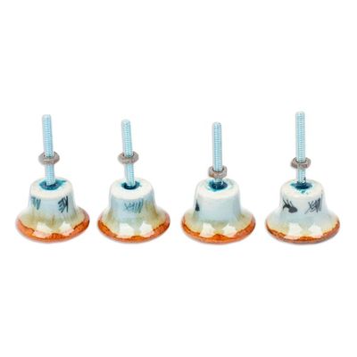 Alternate image for Set of 4 Handcrafted Ceramic Flower Knobs from Mexico Handy Garden