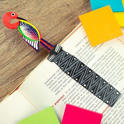 Alternate image for Hand-Painted Pink Flamingo Copal Wood Bookmark from Oaxaca Reading Flamingo