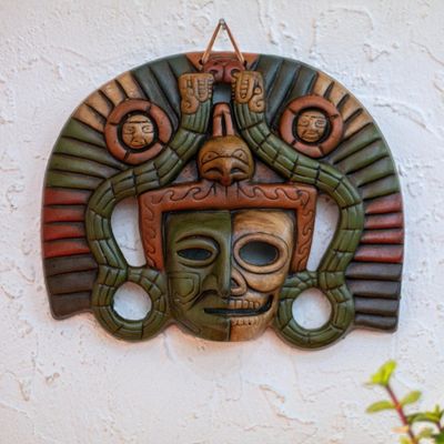 Alternate image for Life and Death Pre-Hispanic Mask Ceramic Replica Aztec Duality